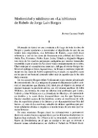 Modernidad y nihilismo en "La biblioteca de Babel" de Borges / Bernat Castany Prado | Biblioteca Virtual Miguel de Cervantes