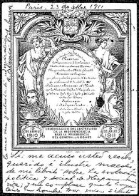 Tarjeta postal de R. Blanco Fombona a Rafael Altamira. París, 23 de septiembre de 1911 | Biblioteca Virtual Miguel de Cervantes