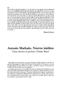 Antonio Machado. Nuevos inéditos. Carta abierta al profesor Oreste Macrí / Ángel Martínez Blasco | Biblioteca Virtual Miguel de Cervantes