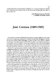 Jean Cocteau (1889-1989) / José Agustín Mahieu | Biblioteca Virtual Miguel de Cervantes