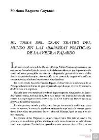 El tema del Gran Teatro del Mundo en las "Empresas políticas" de Saavedra Fajardo / Mariano Baquero Goyanes | Biblioteca Virtual Miguel de Cervantes