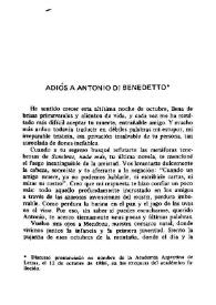 Adiós a Antonio Di Benedetto / Antonio Pagés Larraya  | Biblioteca Virtual Miguel de Cervantes
