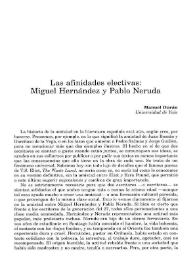Las afinidades electivas: Miguel Hernández y Pablo Neruda / Manuel Durán | Biblioteca Virtual Miguel de Cervantes