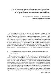 La Corona y la desnaturalización del parlamentarismo isabelino / Juan Ignacio Marcuello Benedicto | Biblioteca Virtual Miguel de Cervantes