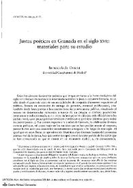 Justas poéticas en Granada en el siglo XVII: materiales para su estudio / Inmaculada Osuna | Biblioteca Virtual Miguel de Cervantes