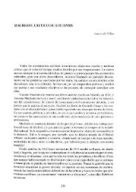 Machado, crítico de los ismos  / Arturo del Villar | Biblioteca Virtual Miguel de Cervantes