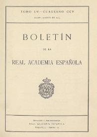 Boletín de Real Academia Española. Tomo LV, cuaderno 205, mayo-agosto de 1975 | Biblioteca Virtual Miguel de Cervantes