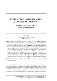 Sobre alguns participis actius amb verbs de moviment / Isabel Crespí  | Biblioteca Virtual Miguel de Cervantes