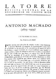 Antonio Machado (1875-1939). Introducción / Por Federico de Onís | Biblioteca Virtual Miguel de Cervantes