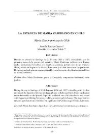 La estancia de María Zambrano en Chile / Antolín Sánchez Cuervo, Sebastián Hernández Toledo | Biblioteca Virtual Miguel de Cervantes
