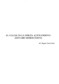 El color en la poesía Aleixandrina (estudio semiológico) / M.ª Ángeles García Díaz | Biblioteca Virtual Miguel de Cervantes