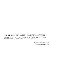 Pilar Paz Pasamar: la poesía como sistema traductor y comunitario / M. Carmen García Tejera | Biblioteca Virtual Miguel de Cervantes