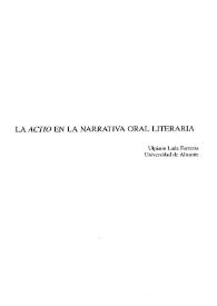 La "actio" en la narrativa oral literaria / Ulpiano Lada Ferreras | Biblioteca Virtual Miguel de Cervantes