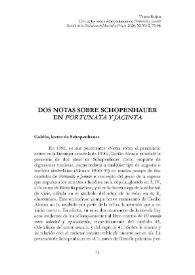 Dos notas sobre Schopenhauer en "Fortunata y Jacinta"  / Teresa Barjau | Biblioteca Virtual Miguel de Cervantes
