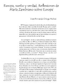 Europa, sueño y verdad. Reflexiones de María Zambrano sobre Europa / Juan Fernando Ortega Muñoz | Biblioteca Virtual Miguel de Cervantes