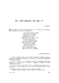 Un zéjel aragonés del siglo XV / Manuel Alvar | Biblioteca Virtual Miguel de Cervantes