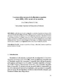La proyección europea de la literatura española entre 1850 y 1914: estado de la cuestión / Ana María Freire López | Biblioteca Virtual Miguel de Cervantes