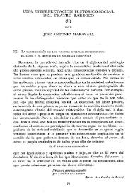 Una interpretación histórico-social del teatro barroco (II)  / por José Antonio Maravall | Biblioteca Virtual Miguel de Cervantes