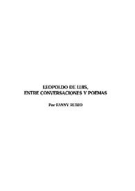 Leopoldo de Luis, entre conversaciones y poemas / por Fanny Rubio | Biblioteca Virtual Miguel de Cervantes