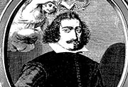 Retrato de Antonio Enríquez Gómez en «Academias morales de las musas», Burdeos, 1642. Biblioteca Nacional de España.
