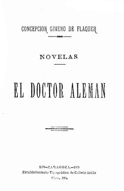 Portada de «El doctor alemán», Zaragoza, Establecimiento Tipográfico de Calisto Ariño, 1880.