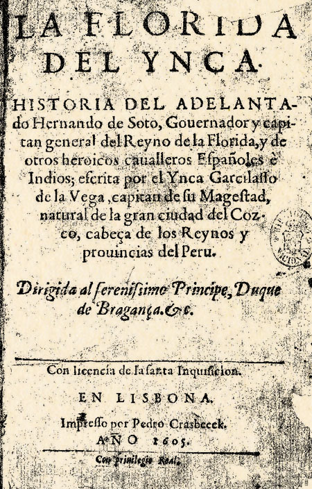  Portada de la primera edición de  La Florida del Ynca  (1605) 