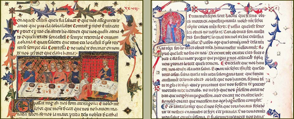 Disseny gràfic amb dues pàgines del Llibre dels Fets de Jaume I