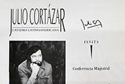 Cartel de la conferencia de Luisa Valenzuela: «Cortázar. Más allá de la vigilia»