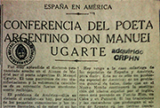 Noticia de la conferencia de Manuel Ugarte en El Ateneo de Madrid en 1919 (Fuente: Archivo General de la Nación, Argentina, Legajo Manuel Ugarte 2235)