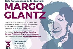 Cartel de la intervención de Margo Glantz en el «Ciclo Protagonistas de la Literatura»