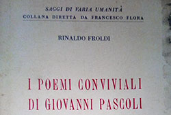 Cubierta de la primera edición de Rinaldo Froldi, «Poemi conviviali di Giovanni Pascoli», Nistri-Lischi, 1960.