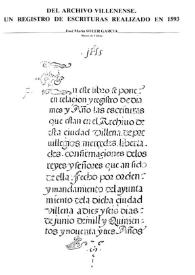 Del archivo villenense. Un registro de escrituras realizado en 1593
