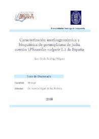 Caracterización morfoagronómica y bioquímica de germoplasma de judía común (Phaseolus vulgaris L.) de España