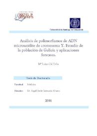 Análisis de polimorfismos de ADN microsatélite de cromosoma Y. Estudio de la población de Galicia y aplicaciones forenses