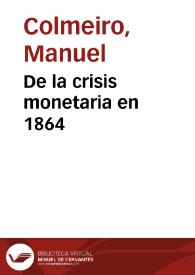 De la crisis monetaria en 1864