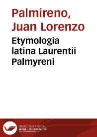 Etymologia latina Laurentii Palmyreni
