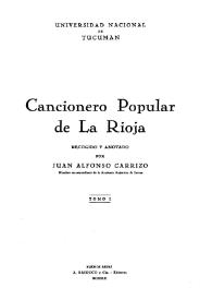 Cancionero popular de La Rioja. Tomo I