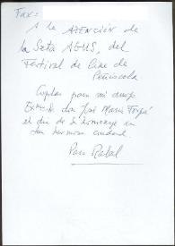 Coplas de Francisco Rabal dedicadas a José María Forqué. 1994