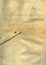 Resumen de libros y papeles de los jesuitas y Colegio Máximo de Quito, expatriados
