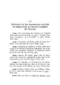 Inventario de los documentos escritos en pergaminos del Archivo Catedral de Valencia [V] [Continuación]