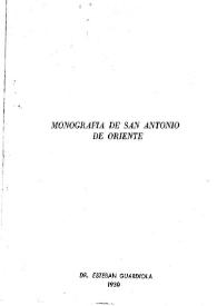 Monografía de San Antonio de Oriente