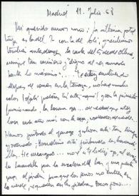 Carta de Asunción Balaguer a Francisco Rabal. Madrid, 11 de julio de 1968