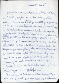 Carta de Asunción Balaguer a Francisco Rabal. Madrid, 18 de noviembre de 1966