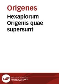 Hexaplorum Origenis quae supersunt