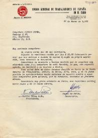 Carta de la Unión General de Trabajadores en el exilio (UGT) a Carlos Esplá. México, D. F., 30 de marzo de 1965