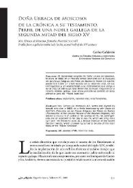 Doña Urraca de Moscoso: de la crónica a su testamento. Perfil de una noble gallega de la segunda mitad del siglo XV