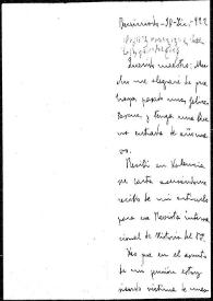 Carta de Jose María Ots a Rafael Altamira. Benimodo (Valencia), 30 de diciembre de 1922