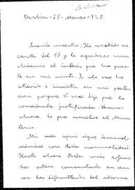 Carta de José María Ots a Rafael Altamira. Berlín, 25 de marzo de 1923 