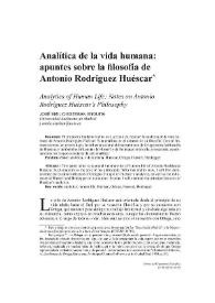 Analítica de la vida humana: apuntes sobre la filosofía de Antonio Rodríguez Huéscar