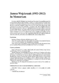 Janusz Wojcieszak (1953-2012). In memoriam